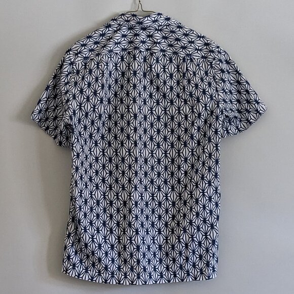 J. Crew Geometric Star Button Up Short Sleeve Camp Collar 1950s Style Shirt S - Picture 2 of 5